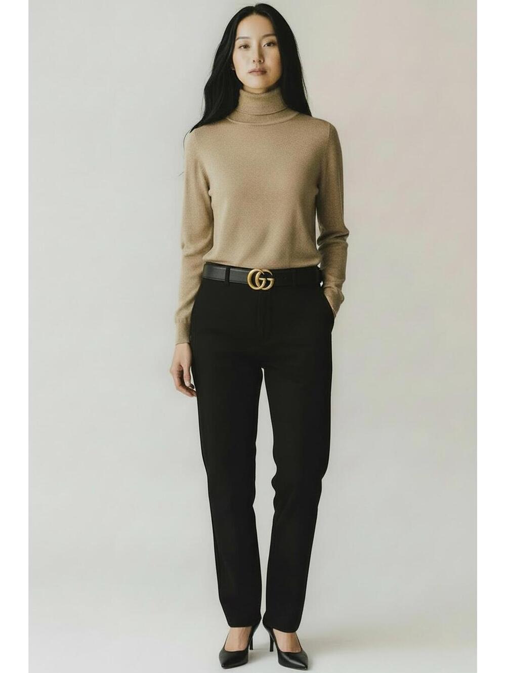 Talbots Women's Gold Metallic Turtleneck Sweater, Size Medium